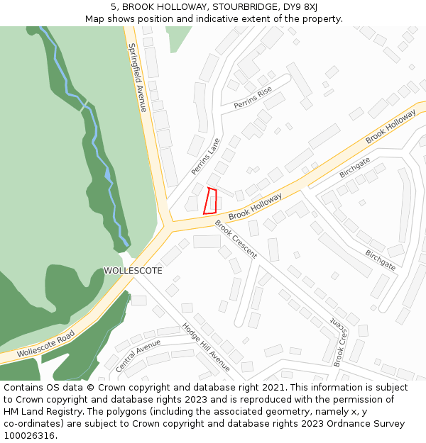 5, BROOK HOLLOWAY, STOURBRIDGE, DY9 8XJ: Location map and indicative extent of plot