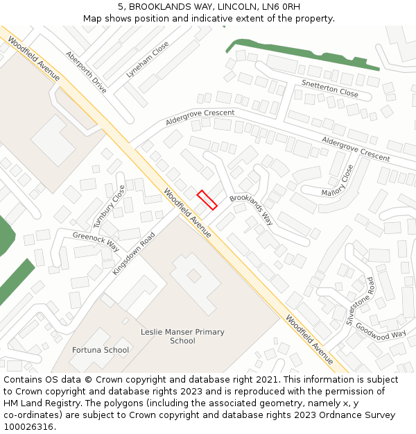 5, BROOKLANDS WAY, LINCOLN, LN6 0RH: Location map and indicative extent of plot