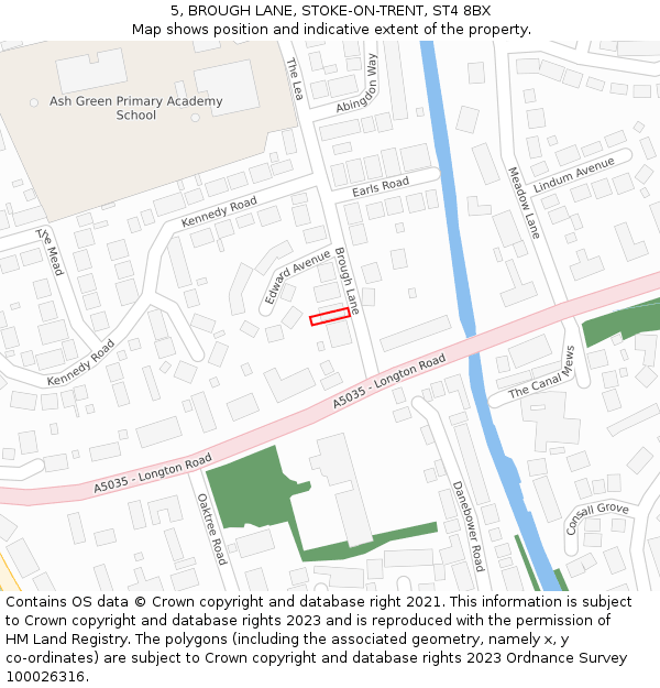 5, BROUGH LANE, STOKE-ON-TRENT, ST4 8BX: Location map and indicative extent of plot