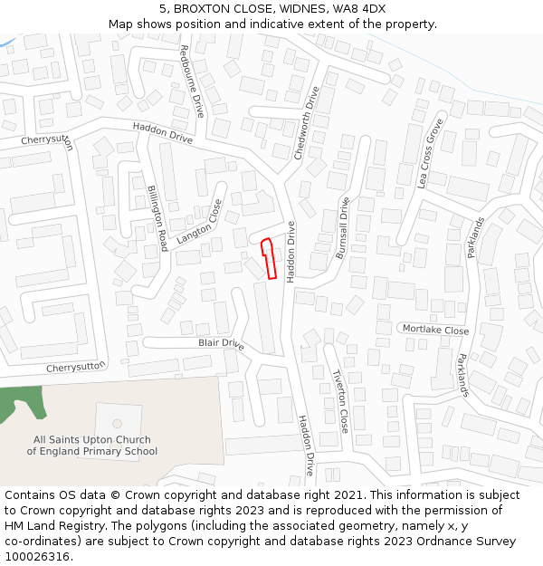 5, BROXTON CLOSE, WIDNES, WA8 4DX: Location map and indicative extent of plot