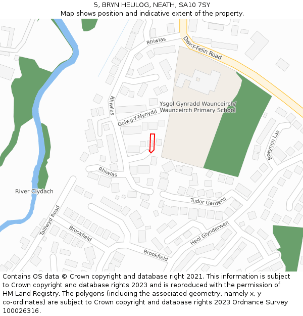 5, BRYN HEULOG, NEATH, SA10 7SY: Location map and indicative extent of plot