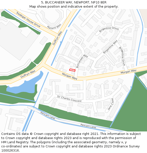 5, BUCCANEER WAY, NEWPORT, NP10 8ER: Location map and indicative extent of plot