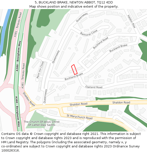 5, BUCKLAND BRAKE, NEWTON ABBOT, TQ12 4DD: Location map and indicative extent of plot