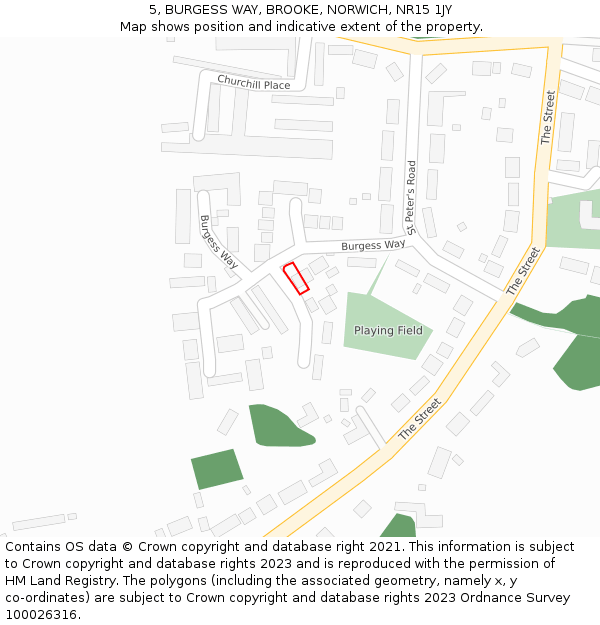 5, BURGESS WAY, BROOKE, NORWICH, NR15 1JY: Location map and indicative extent of plot