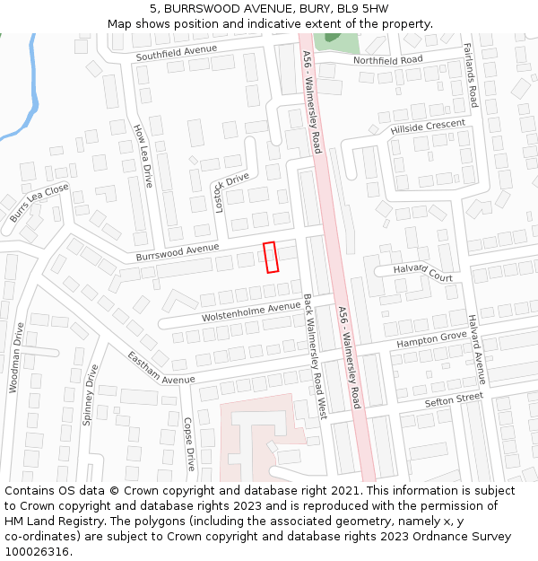 5, BURRSWOOD AVENUE, BURY, BL9 5HW: Location map and indicative extent of plot