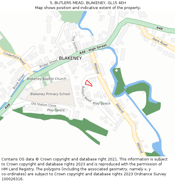 5, BUTLERS MEAD, BLAKENEY, GL15 4EH: Location map and indicative extent of plot