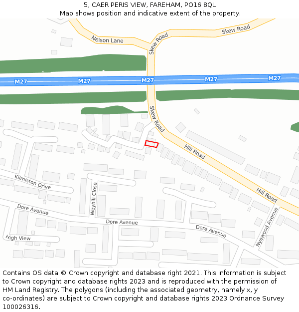 5, CAER PERIS VIEW, FAREHAM, PO16 8QL: Location map and indicative extent of plot