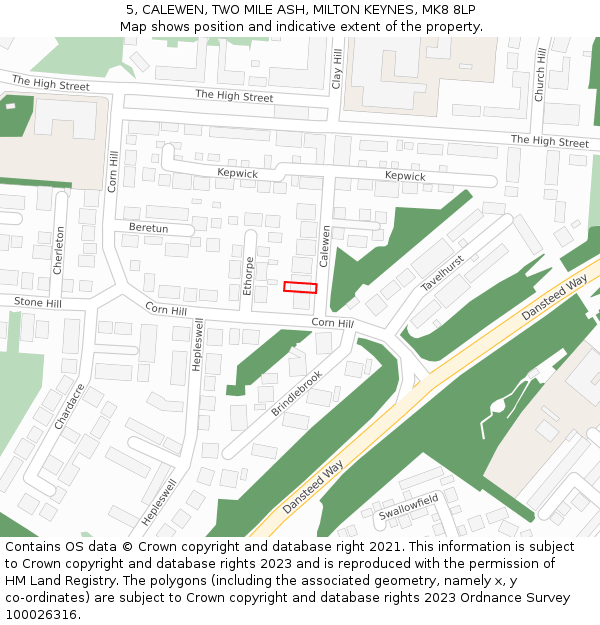 5, CALEWEN, TWO MILE ASH, MILTON KEYNES, MK8 8LP: Location map and indicative extent of plot