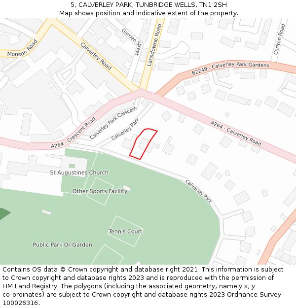 5, CALVERLEY PARK, TUNBRIDGE WELLS, TN1 2SH: Location map and indicative extent of plot