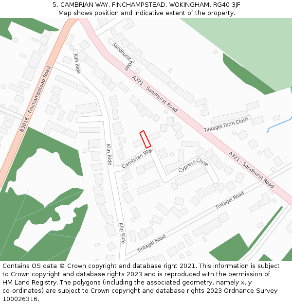 5, CAMBRIAN WAY, FINCHAMPSTEAD, WOKINGHAM, RG40 3JF: Location map and indicative extent of plot