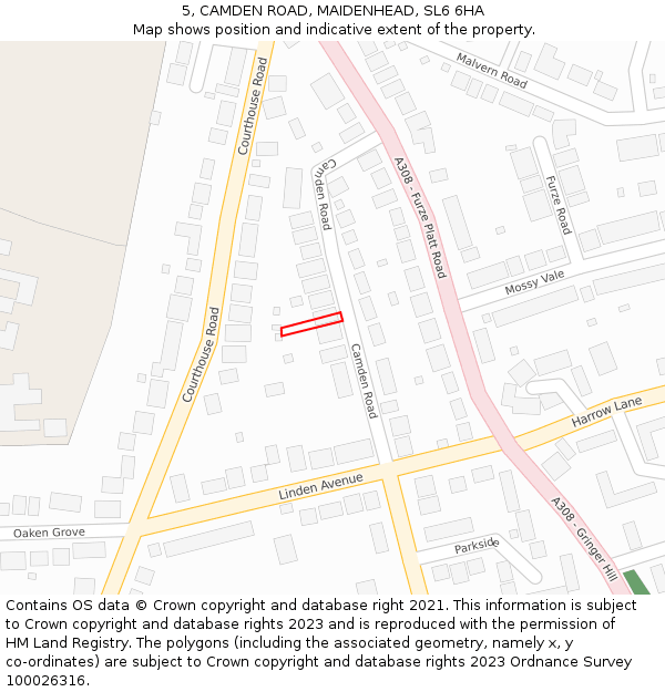 5, CAMDEN ROAD, MAIDENHEAD, SL6 6HA: Location map and indicative extent of plot