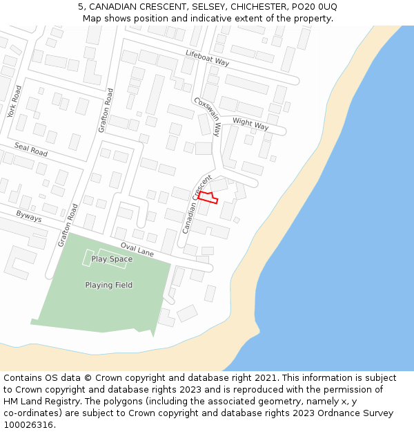 5, CANADIAN CRESCENT, SELSEY, CHICHESTER, PO20 0UQ: Location map and indicative extent of plot