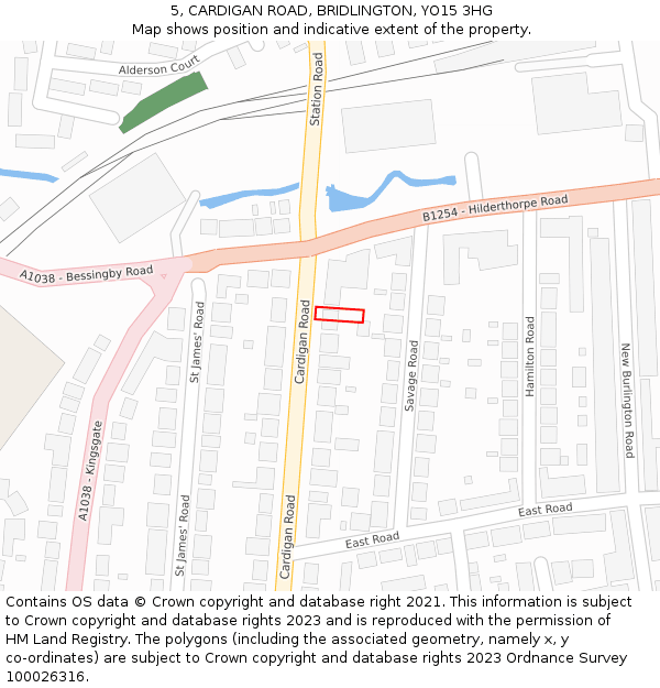 5, CARDIGAN ROAD, BRIDLINGTON, YO15 3HG: Location map and indicative extent of plot