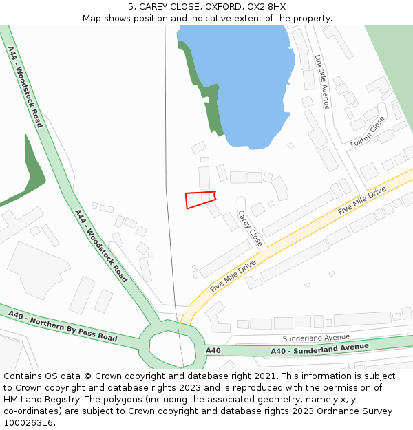 5, CAREY CLOSE, OXFORD, OX2 8HX: Location map and indicative extent of plot