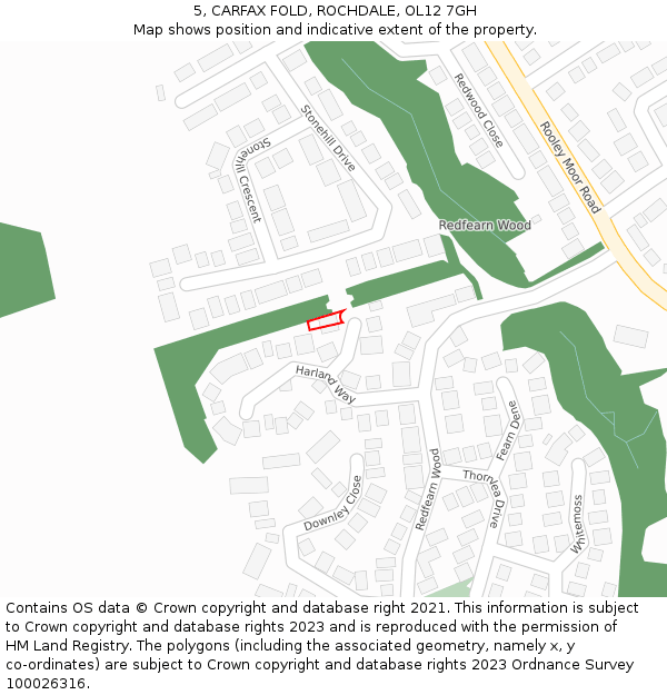 5, CARFAX FOLD, ROCHDALE, OL12 7GH: Location map and indicative extent of plot