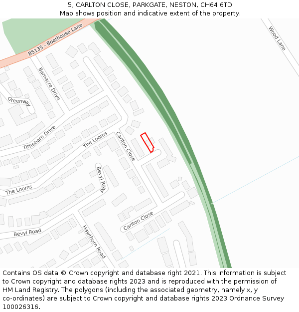 5, CARLTON CLOSE, PARKGATE, NESTON, CH64 6TD: Location map and indicative extent of plot