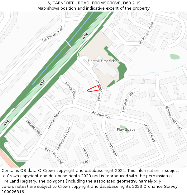 5, CARNFORTH ROAD, BROMSGROVE, B60 2HS: Location map and indicative extent of plot