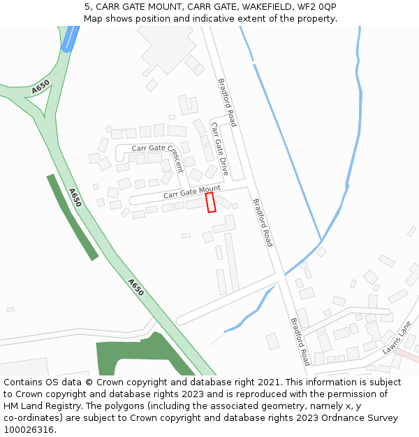 5, CARR GATE MOUNT, CARR GATE, WAKEFIELD, WF2 0QP: Location map and indicative extent of plot