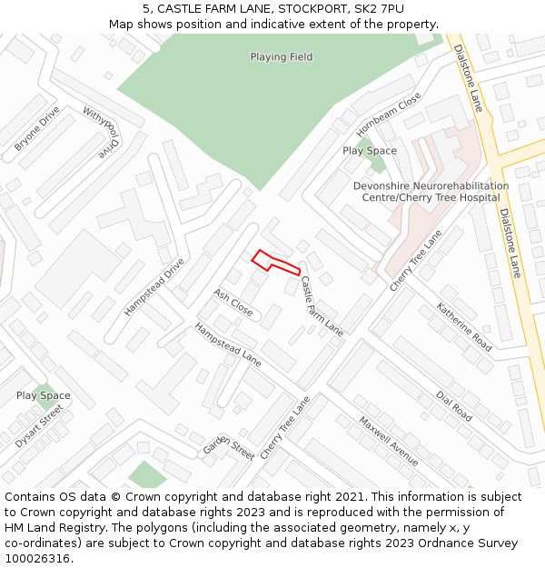 5, CASTLE FARM LANE, STOCKPORT, SK2 7PU: Location map and indicative extent of plot