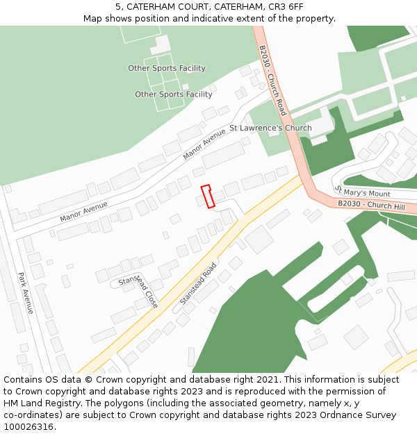 5, CATERHAM COURT, CATERHAM, CR3 6FF: Location map and indicative extent of plot