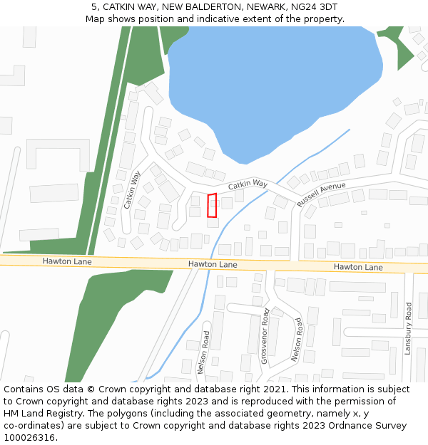 5, CATKIN WAY, NEW BALDERTON, NEWARK, NG24 3DT: Location map and indicative extent of plot