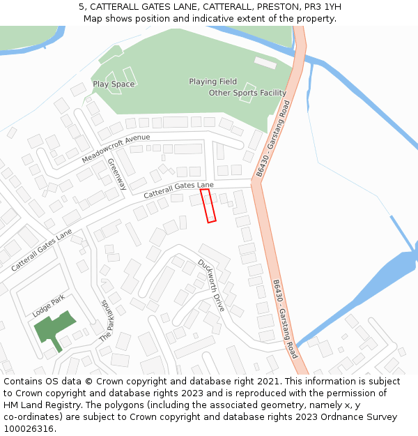 5, CATTERALL GATES LANE, CATTERALL, PRESTON, PR3 1YH: Location map and indicative extent of plot