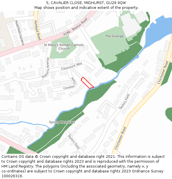 5, CAVALIER CLOSE, MIDHURST, GU29 9QW: Location map and indicative extent of plot