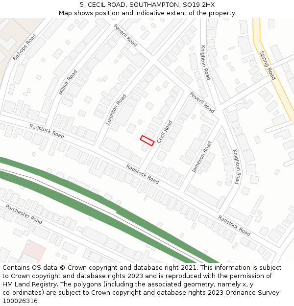 5, CECIL ROAD, SOUTHAMPTON, SO19 2HX: Location map and indicative extent of plot