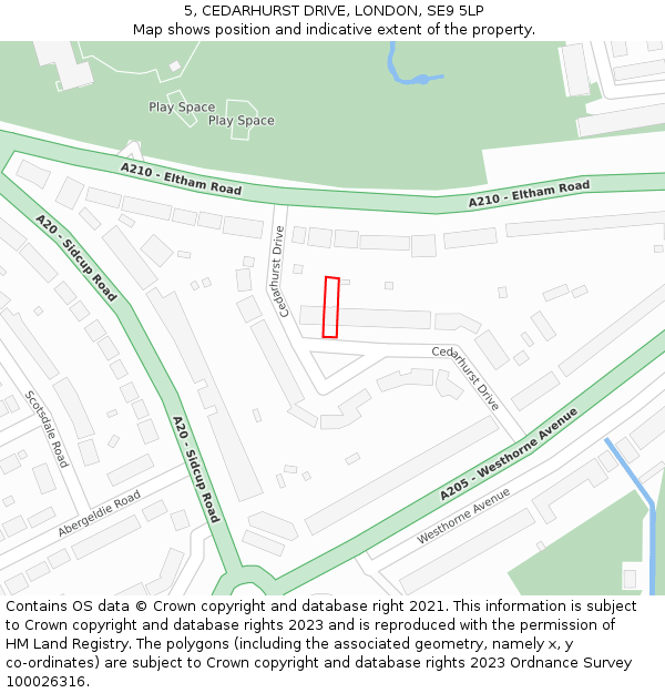 5, CEDARHURST DRIVE, LONDON, SE9 5LP: Location map and indicative extent of plot