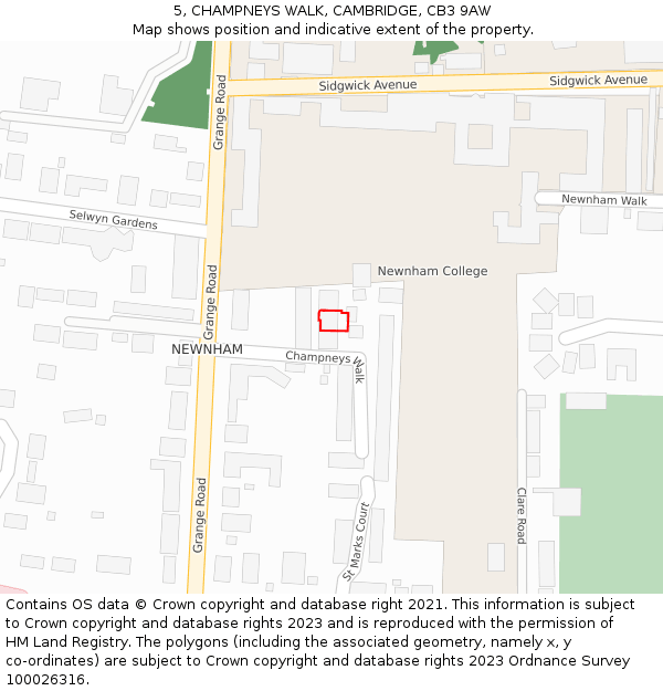 5, CHAMPNEYS WALK, CAMBRIDGE, CB3 9AW: Location map and indicative extent of plot