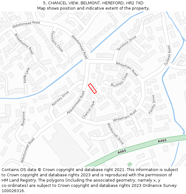 5, CHANCEL VIEW, BELMONT, HEREFORD, HR2 7XD: Location map and indicative extent of plot