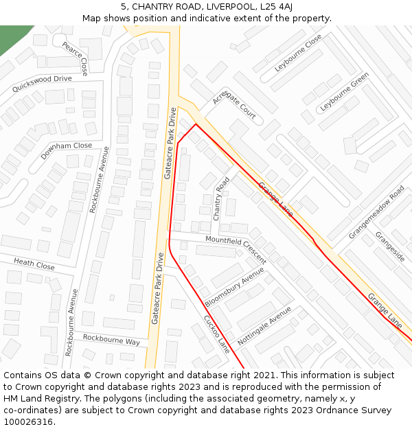 5, CHANTRY ROAD, LIVERPOOL, L25 4AJ: Location map and indicative extent of plot