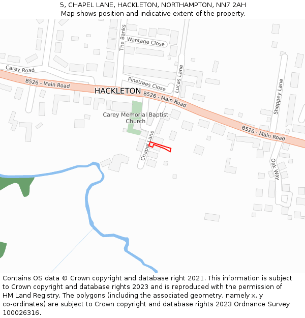 5, CHAPEL LANE, HACKLETON, NORTHAMPTON, NN7 2AH: Location map and indicative extent of plot