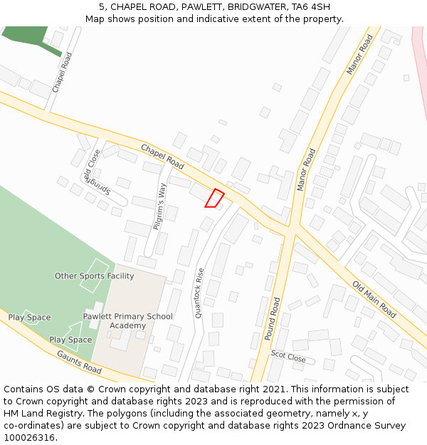 5, CHAPEL ROAD, PAWLETT, BRIDGWATER, TA6 4SH: Location map and indicative extent of plot