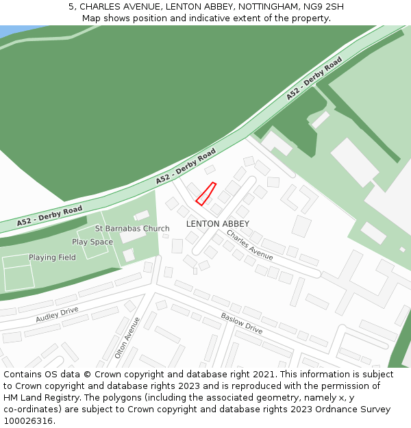 5, CHARLES AVENUE, LENTON ABBEY, NOTTINGHAM, NG9 2SH: Location map and indicative extent of plot