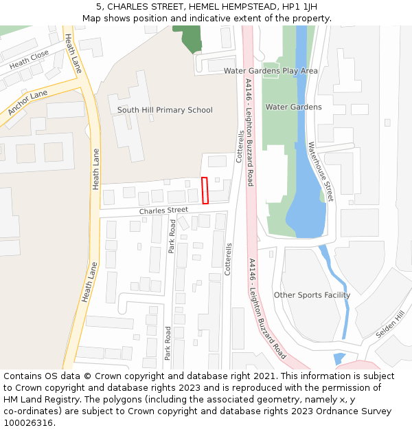 5, CHARLES STREET, HEMEL HEMPSTEAD, HP1 1JH: Location map and indicative extent of plot