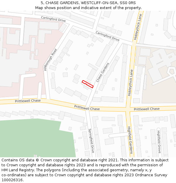 5, CHASE GARDENS, WESTCLIFF-ON-SEA, SS0 0RS: Location map and indicative extent of plot