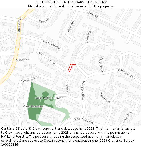 5, CHERRY HILLS, DARTON, BARNSLEY, S75 5NZ: Location map and indicative extent of plot