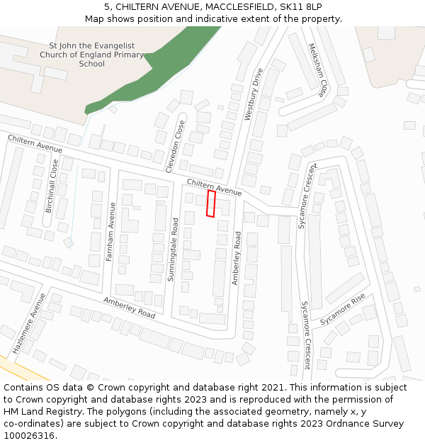 5, CHILTERN AVENUE, MACCLESFIELD, SK11 8LP: Location map and indicative extent of plot