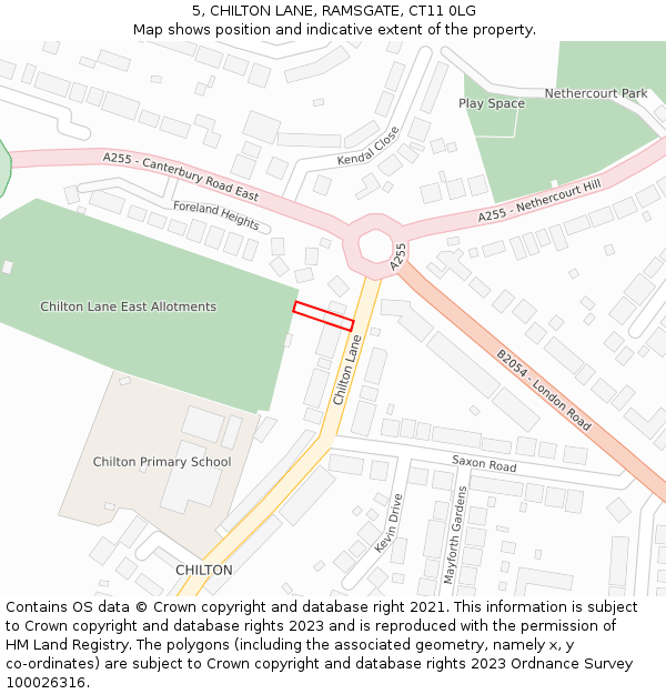 5, CHILTON LANE, RAMSGATE, CT11 0LG: Location map and indicative extent of plot