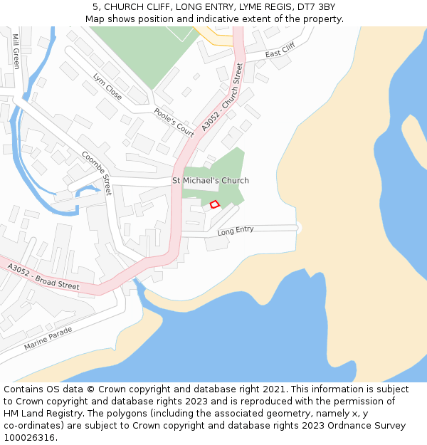 5, CHURCH CLIFF, LONG ENTRY, LYME REGIS, DT7 3BY: Location map and indicative extent of plot