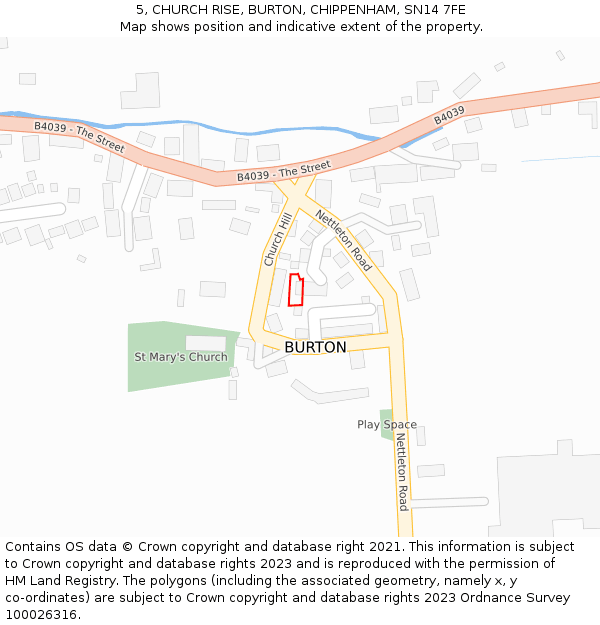 5, CHURCH RISE, BURTON, CHIPPENHAM, SN14 7FE: Location map and indicative extent of plot