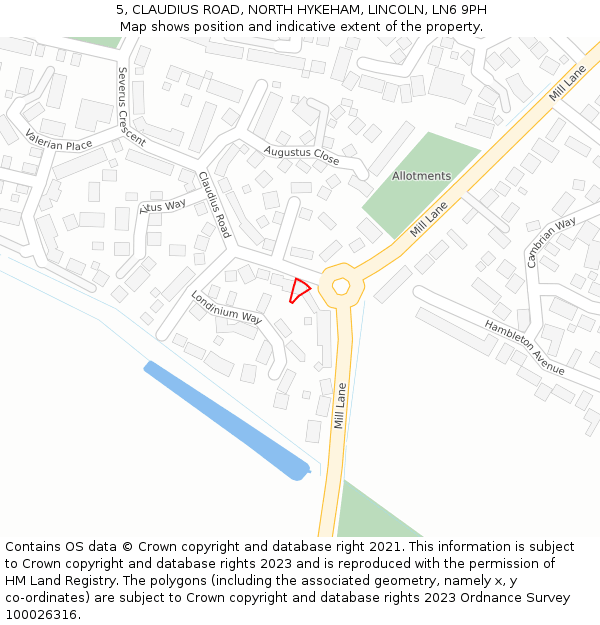 5, CLAUDIUS ROAD, NORTH HYKEHAM, LINCOLN, LN6 9PH: Location map and indicative extent of plot