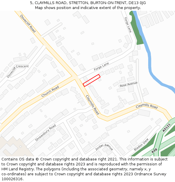 5, CLAYMILLS ROAD, STRETTON, BURTON-ON-TRENT, DE13 0JG: Location map and indicative extent of plot