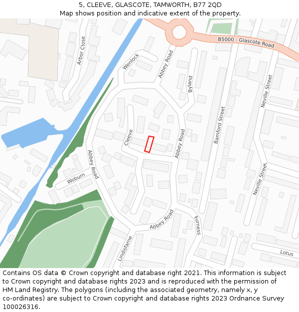 5, CLEEVE, GLASCOTE, TAMWORTH, B77 2QD: Location map and indicative extent of plot