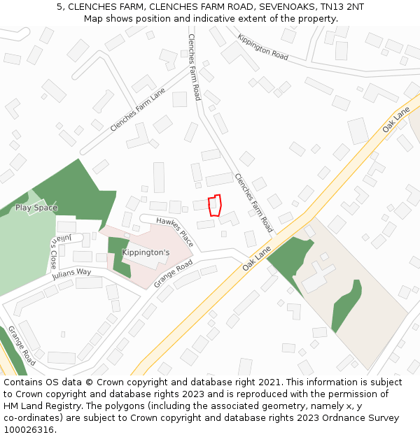 5, CLENCHES FARM, CLENCHES FARM ROAD, SEVENOAKS, TN13 2NT: Location map and indicative extent of plot