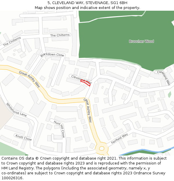 5, CLEVELAND WAY, STEVENAGE, SG1 6BH: Location map and indicative extent of plot