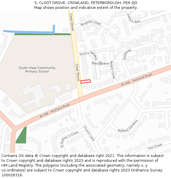 5, CLOOT DROVE, CROWLAND, PETERBOROUGH, PE6 0JG: Location map and indicative extent of plot