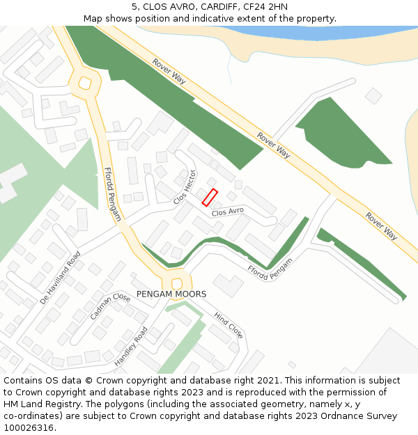 5, CLOS AVRO, CARDIFF, CF24 2HN: Location map and indicative extent of plot