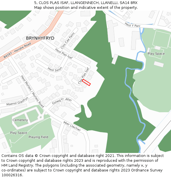 5, CLOS PLAS ISAF, LLANGENNECH, LLANELLI, SA14 8RX: Location map and indicative extent of plot